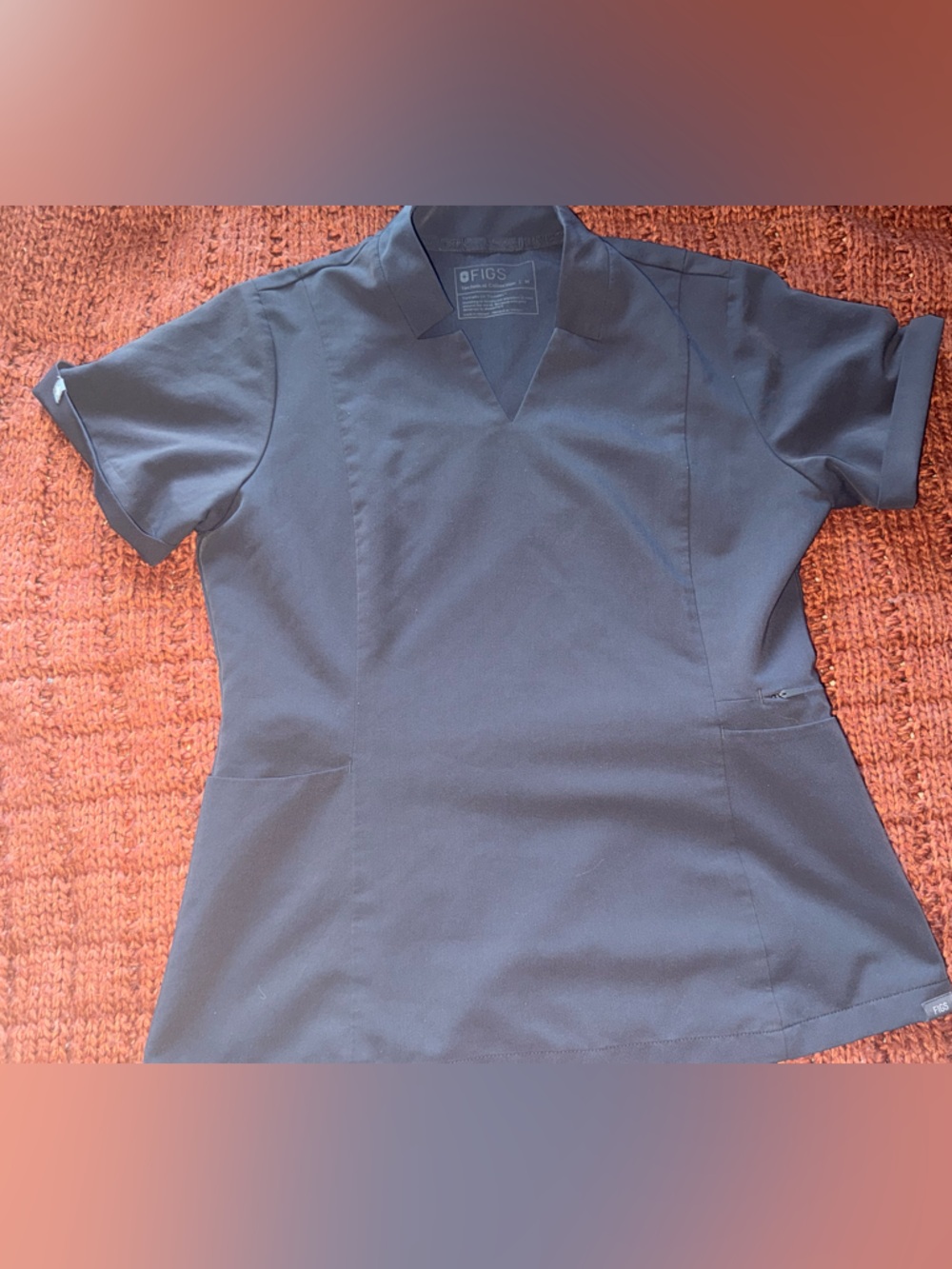 Figs Technical Collection Short Sleeve Scrub Top in Charcoal